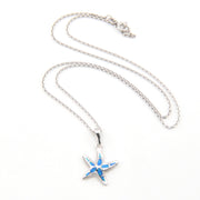 Starfish pendant necklace on a white background