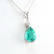 Alternate View Silver Created Pariaba Garnet 3ct Tear CZ Necklace