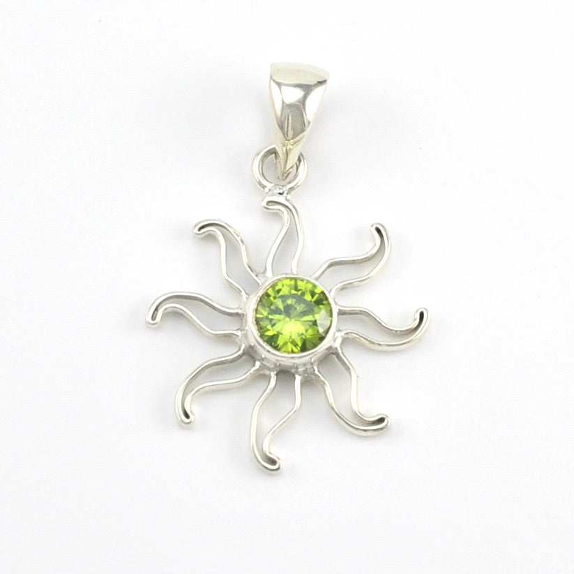 Alternate View Silver Created Peridot Sun Pendant