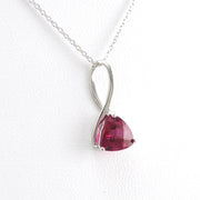 Alternate View Silver Created Ruby 1.3ct Trillion Necklace