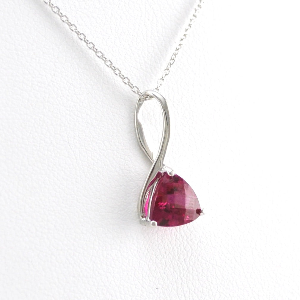 Alternate View Silver Created Ruby 1.3ct Trillion Necklace
