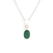 Alternate View Silver Emerald 5x7mm Oval Necklace