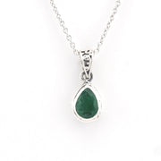 Alternate View Silver Emerald 5x7mm Tear Bali Necklace