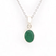 Silver Emerald 6x8mm Oval Necklace on a white background