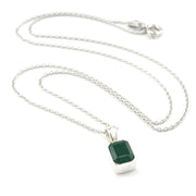 Alternate View Silver Emerald 6x8mm Rectangle Necklace