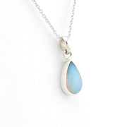 Silver Ethiopian Opal 6x11mm Tear Necklace on white background
