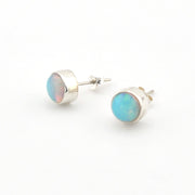 Alternate View Silver Ethiopian Opal 7mm Round Post Earrings