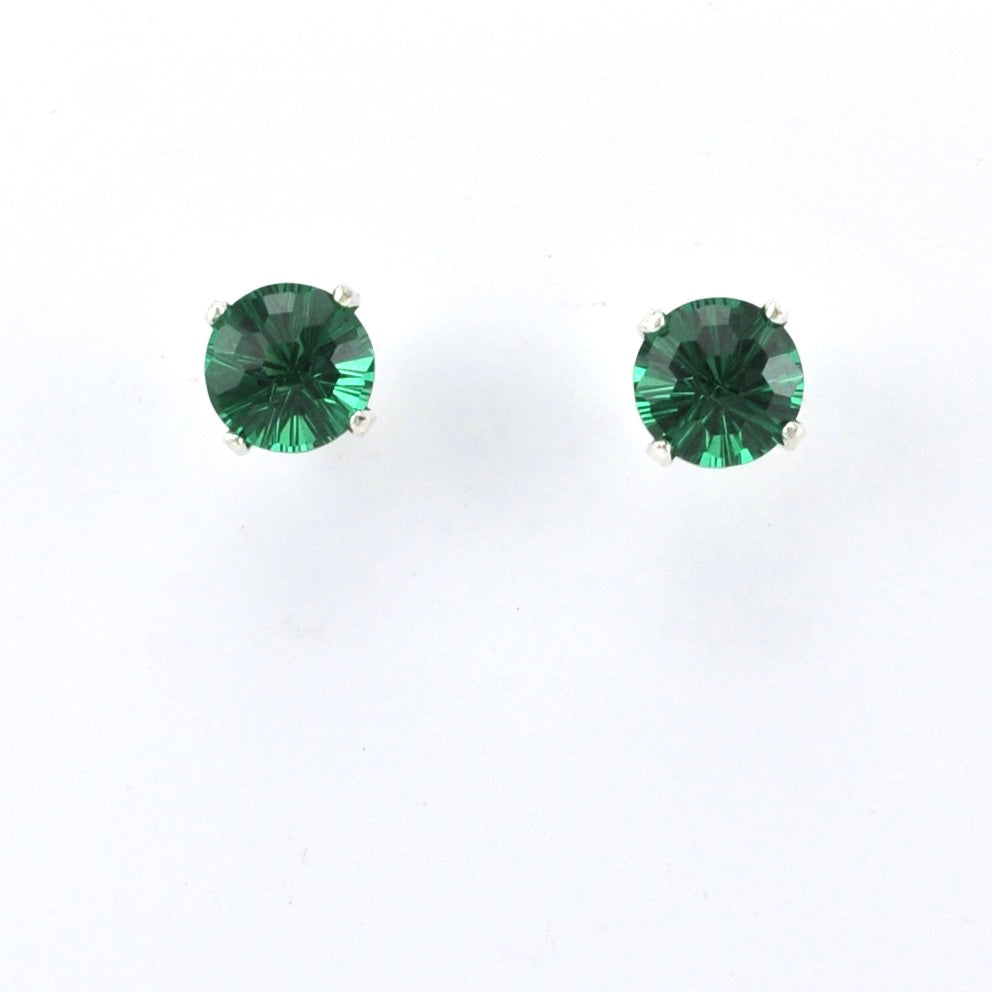 Alternate View Silver Green Quartz Round Post Earrings