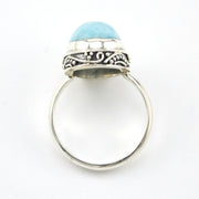 Alternate View Silver Larimar 10x12mm Oval Bali Ring
