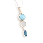 Alternate View Silver Larimar Druzy Agate Topaz Necklace