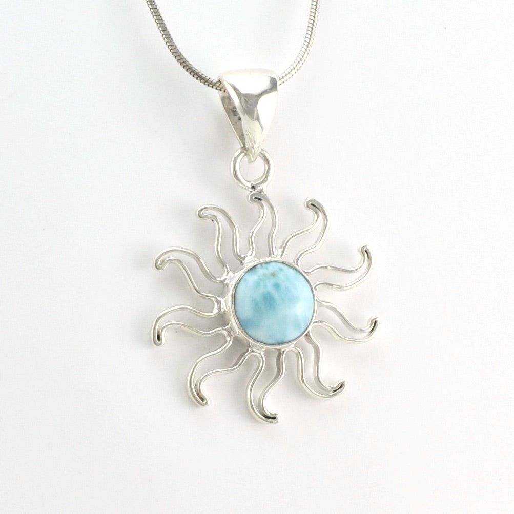 Alternate View Silver Larimar Sun Pendant