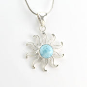 Alternate View Silver Larimar Sun Pendant