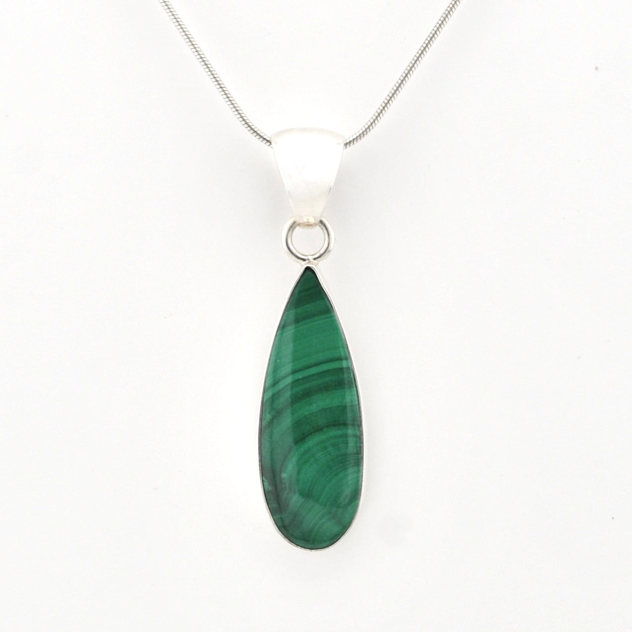 Alternate View Silver Malachite Long Tear Pendant