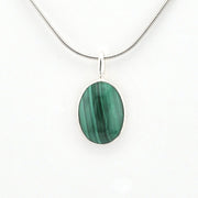 Alternate View Silver Malachite Small Oval Pendant