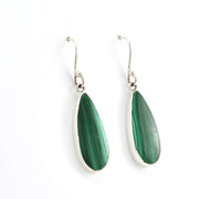 Alternate View Silver Malachite Tear Dangle Earrings