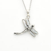 Alternate View Silver Mother of Pearl Dragonfly Necklace