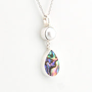 Alternate View Silver Pearl Abalone Pendant Necklace