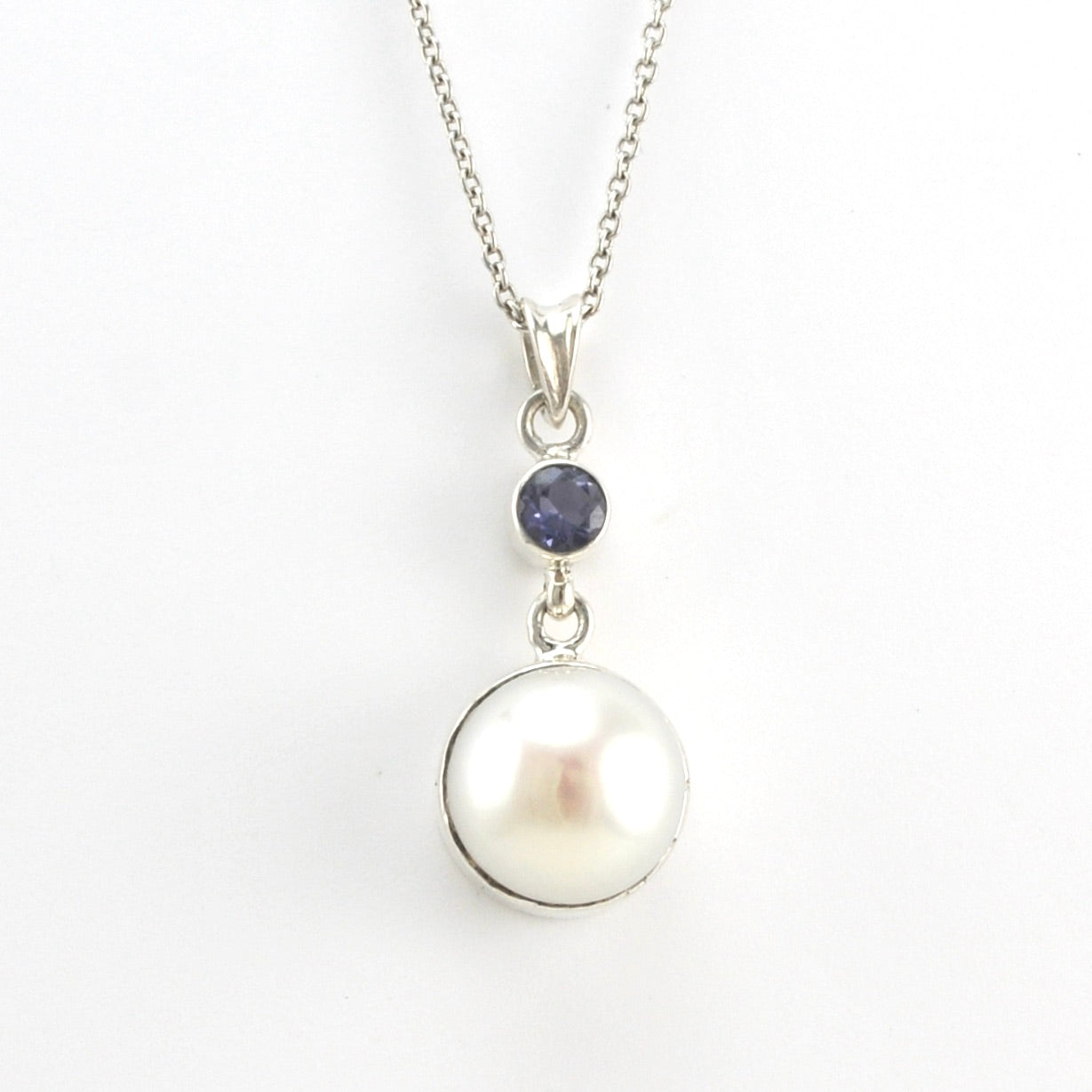 Alternate View Silver Pearl Tanzanite Necklace