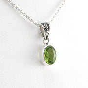 Alternate View Silver Peridot 6x8mm Oval Necklace