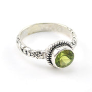 Alternate View Silver Peridot 7mm Round Bali Scroll Ring