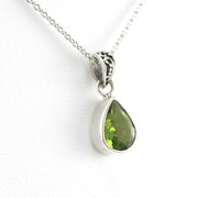 Alternate View Silver Peridot 7x10mm Tear Bali Necklace