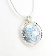 Alternate View Silver Roman Glass Round Necklace