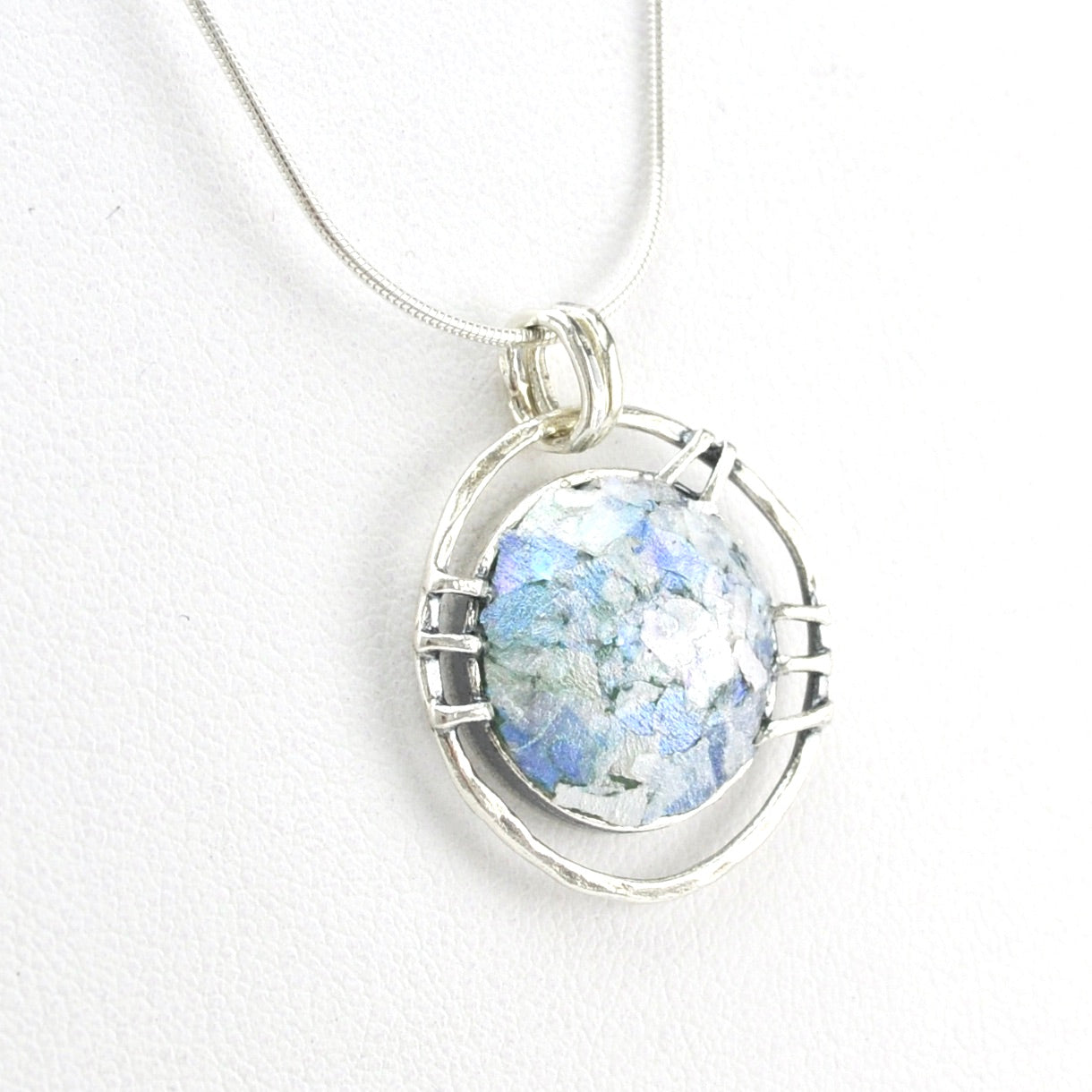 Alternate View Silver Roman Glass Round Necklace