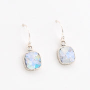 Alternate View Silver Roman Glass Square Dangle Earrings