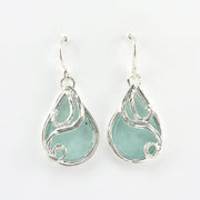 Alternate View Silver Roman Glass Teardrop Swirl Dangle Earrings