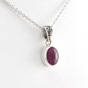 Alternate View Silver Ruby 6x8mm Oval Necklace