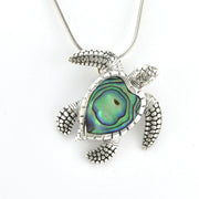 Alternate View Silver Sea Turtle with Inlaid Abalone Pendant