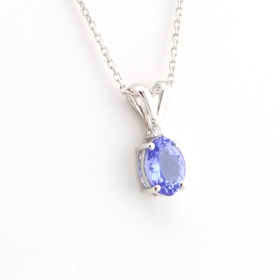 Alternate View Silver Tanzanite .08ct Diamond .02 Necklace