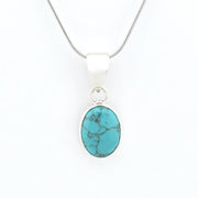 Alternate View Silver Turquoise Oval Pendant
