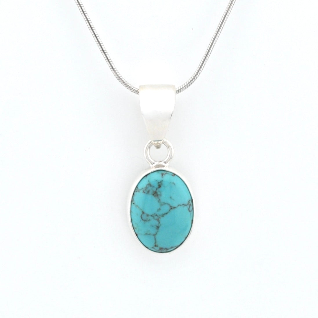 Alternate View Silver Turquoise Oval Pendant