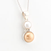 Alternate View Silver White and Peach Pearl Necklace