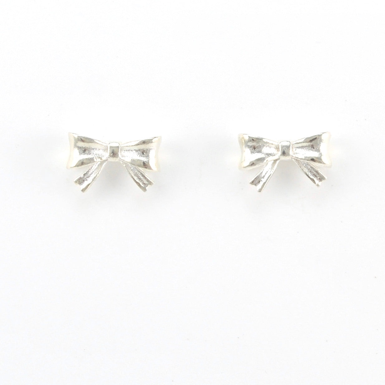 Alternate View Silver Wide Bow Post Earrings