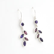 Sterling Amethyst Rhodolite Garnet Marquise Earrings on white background