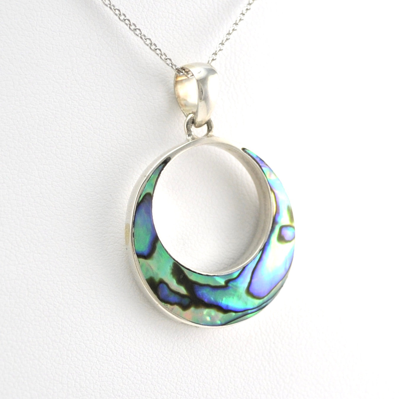 Alternate View Sterling Silver Abalone Round Necklace