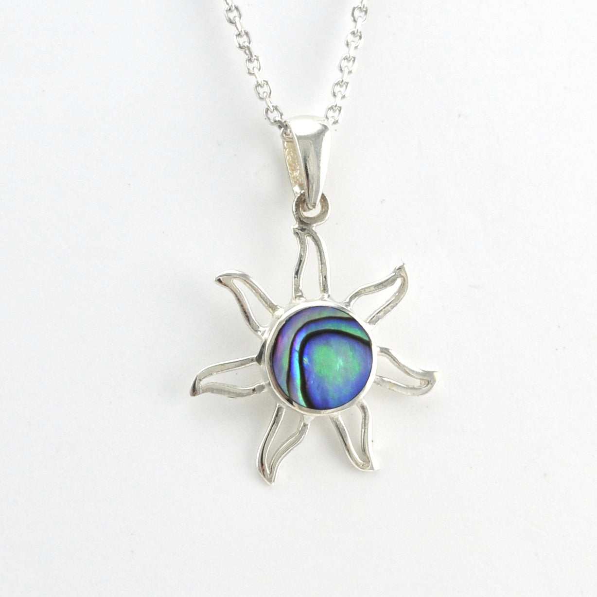 Alternate View Sterling Silver Abalone Sun Necklace