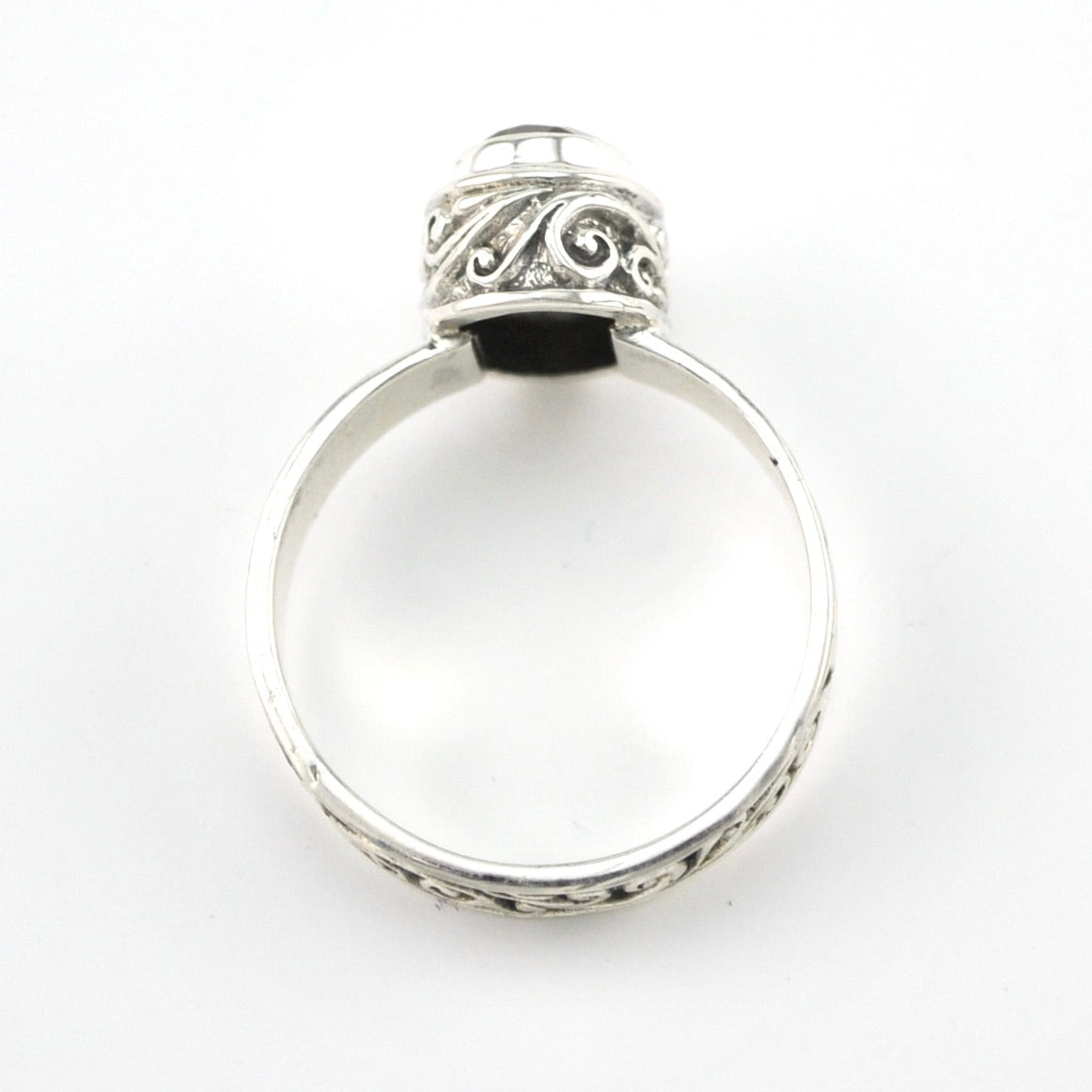 Alternate View Sterling Silver Citrine 6x8mm Oval Swirl Band Ring