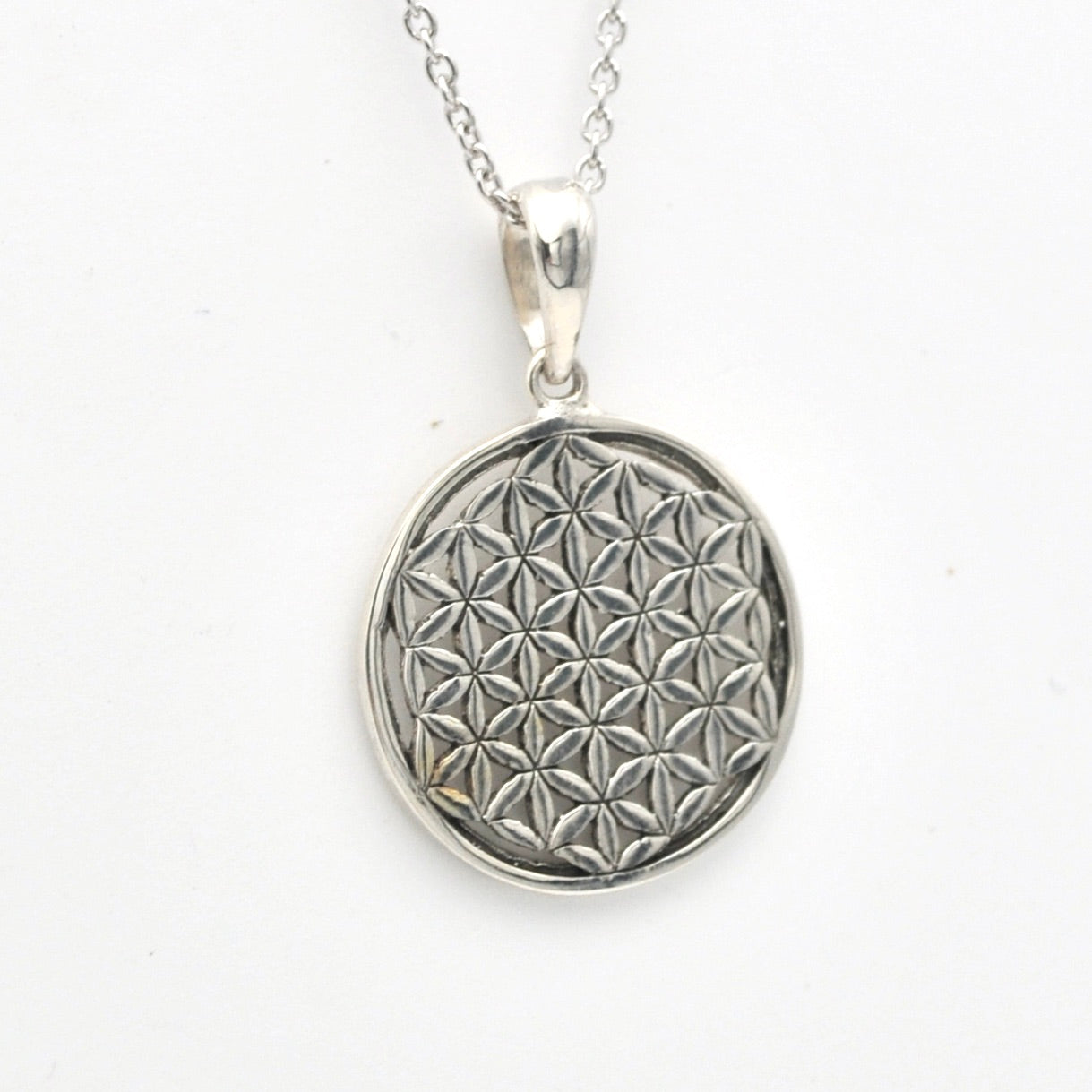 Alternate View Sterling Silver Flower of Life Necklace
