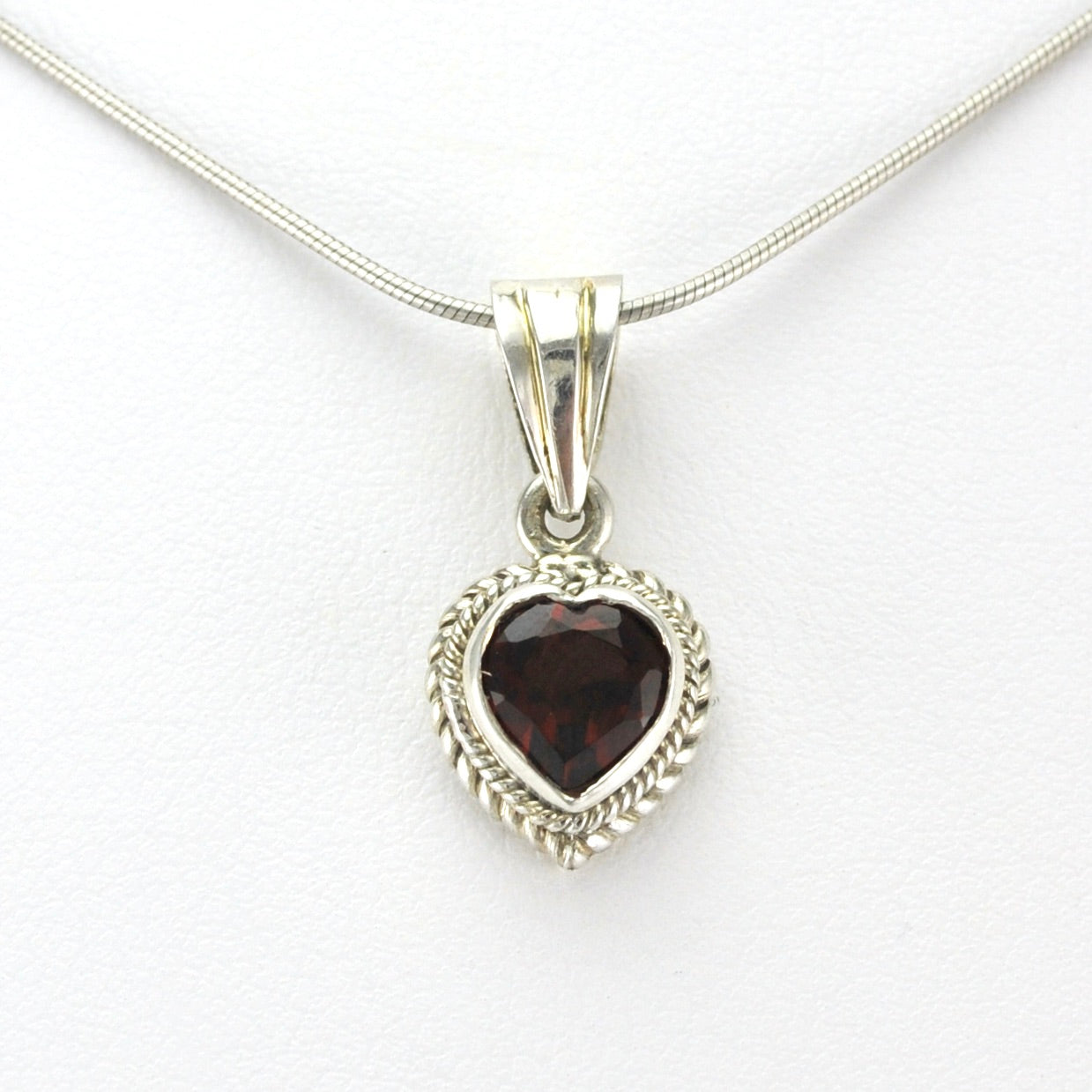 Alternate View Sterling Silver Garnet 7mm Heart Pendant