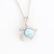 Alternate View Sterling Silver Larimar Sea Turtle Hidden Bail Necklace
