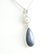 Alternate Sterling Silver Pearl Kyanite Necklace