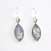 Alternate View Sterling Silver Roman Glass Marquise Dangle Earrings