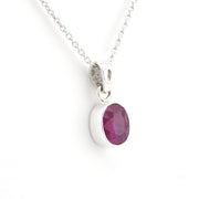 Sterling Silver Ruby 6x8mm Oval Necklace on white background