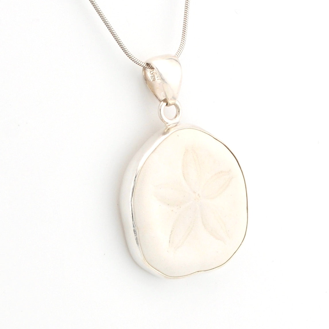 Sterling Silver Sand Dollar Pendant on white background