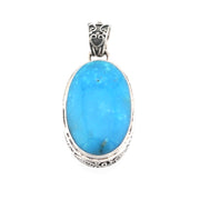 Alternate Without Chain Arizona Turquoise 15x23mm Oval Bali Pendant