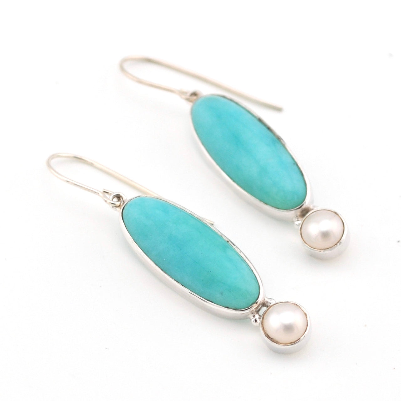 Amazonite with Pearl Earrings