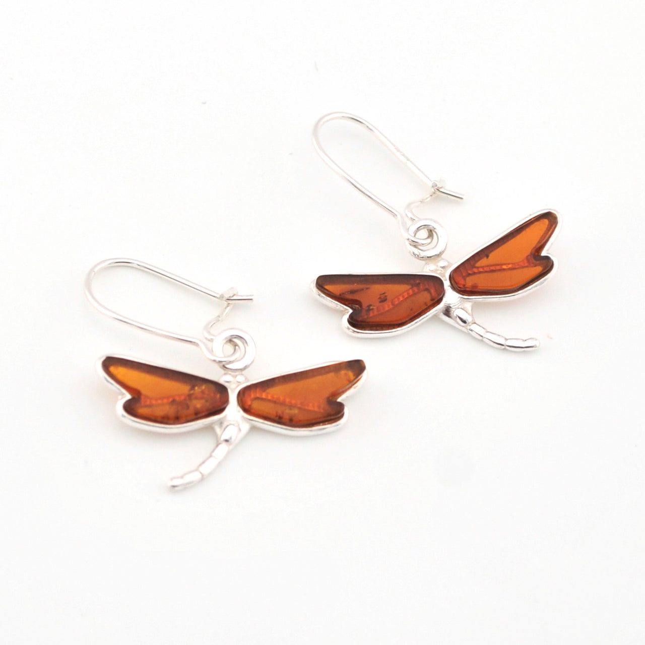 Amber Dragonfly Dangle Earrings